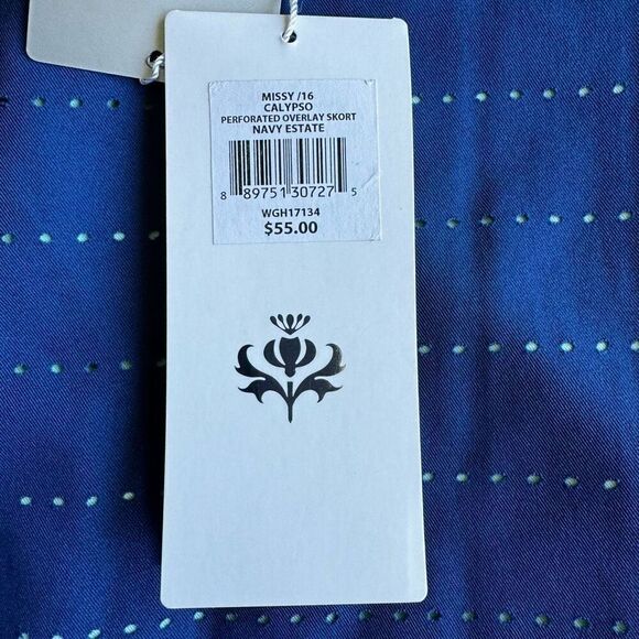 LADY HAGEN Blue Eyelet Turquoise Lined Athleisure Skort Size 16 NWT - Picture 7 of 12